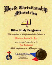 bible study certificate