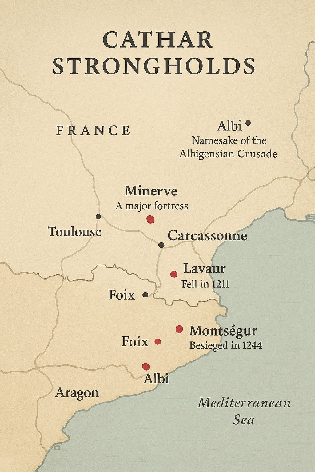 map of cathars
