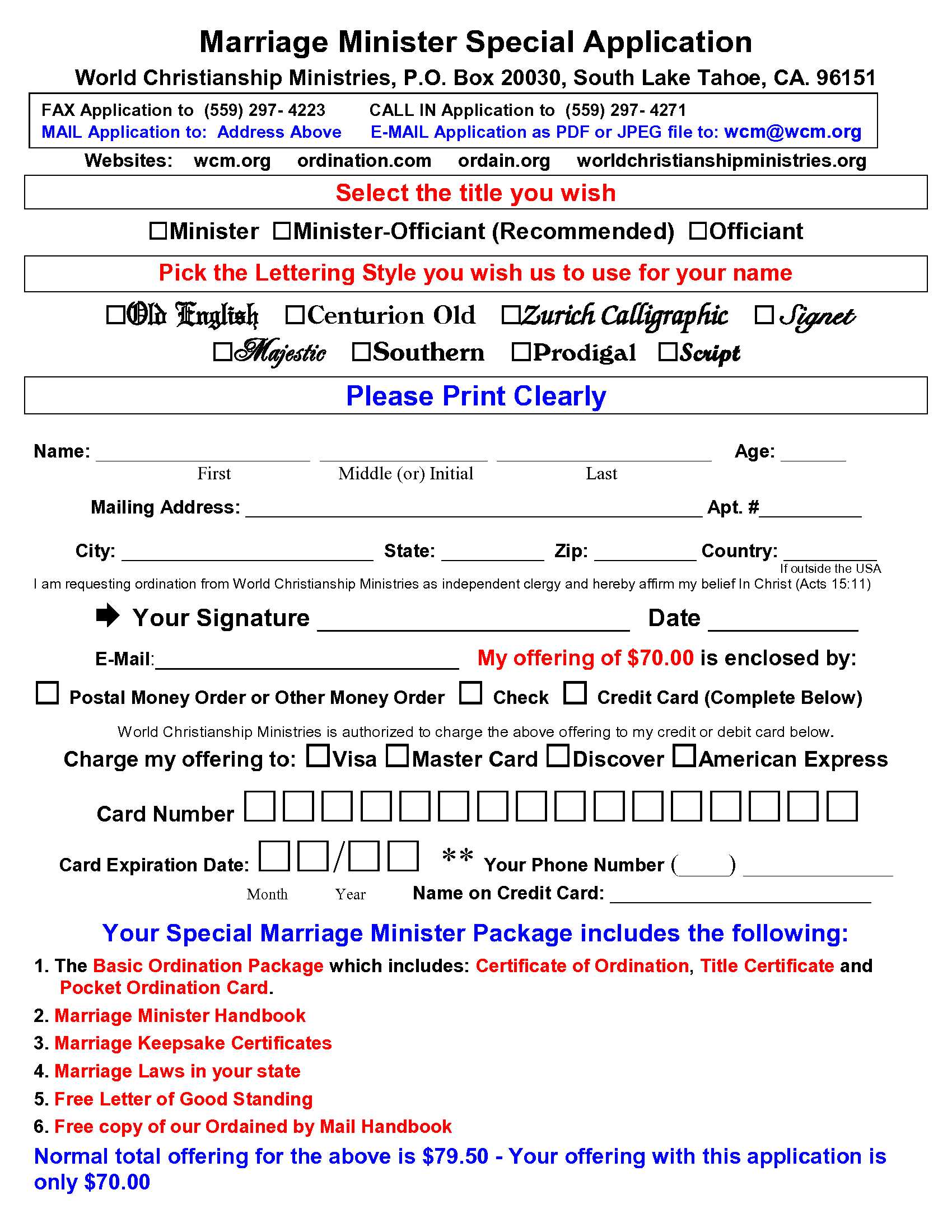marriage minister ord app form