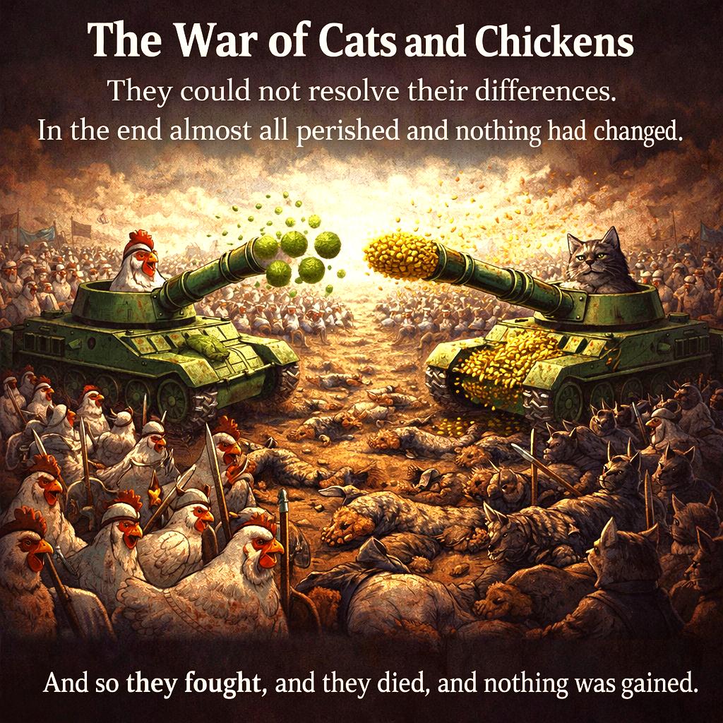 chicken cat battle ends