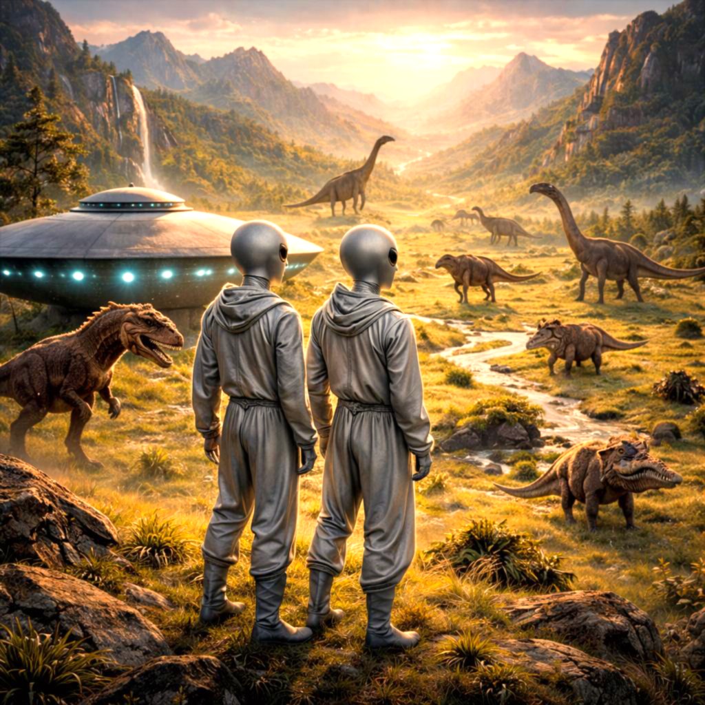 aliens with
                dinosaurs