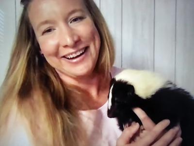 animal lovers pet skunk
